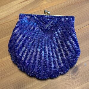 Elegant Purple Beaded Clutch